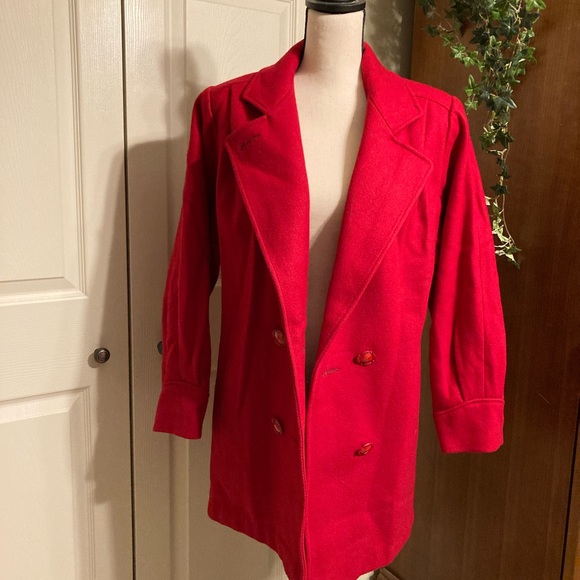 Vintage Miss New Yorker Red Wool coat size large - Picture 2 of 7